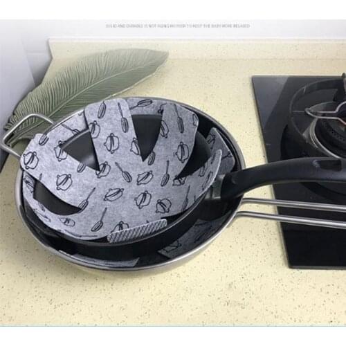 6pcs Non-stick Protection Pad Pan Bottom Heat Insulation Easy-to-clean Felt Pan Pad for Table Pots and Pans Separator Placemat