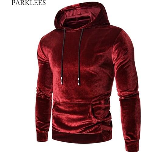 Wine Red Velvet Velour Hoodies Mens Sweatshirts 2021 Casual New Long Sleeve Sweatshirt Hoodie Men Hip Hop Streetwear Sudaderas