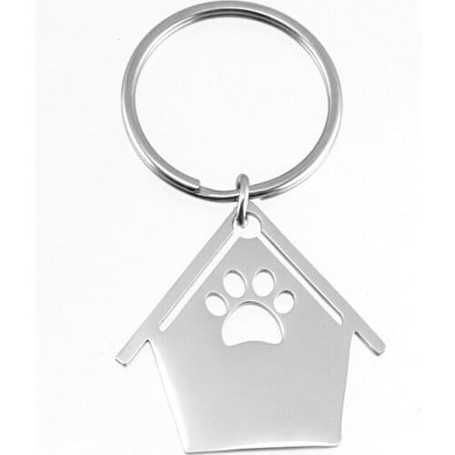 Keychain kennel doghouse charm pendant Pet name tags Stainless steel mirror polished pendant 50pcs