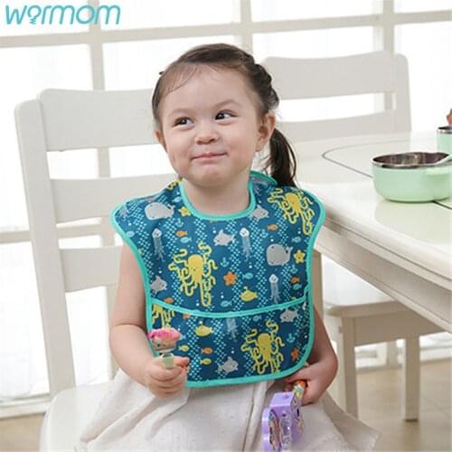 Warmom Baby Bibs Newborn Feeding Bibs Cartoon EVA Waterproof Lunch Feeding Burp Cloth Children Adjustable Feeding Accessories