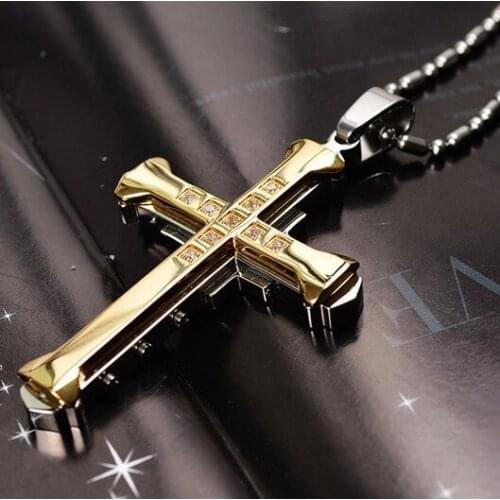 For Men Black Metal Punk POP Cross Pendant Necklace Trendy Simple Chain Jewelry Gift Collar Hombre New Fashion Arrow Necklace
