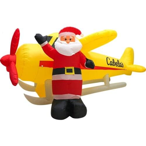 Giant Christmas Decoration Prop Helicopter Santa Claus Aircraft Suspension Model Home Outdoor Air Blown New Year Christmas Decor