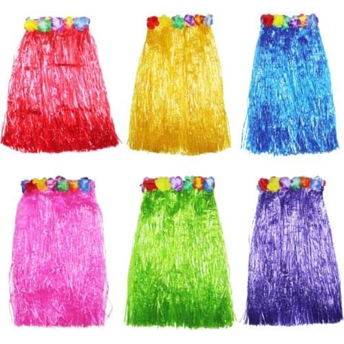 Hot sale 60CM Plastic Fibers Hawaii Hula Dance Show Garland 5 sets of clothing Festival Party Adult Performance props 8 colors