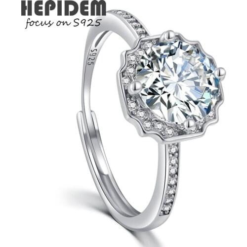 HEPIDEM 100% 2ct 8mm D Moissanite 925 Sterling Silver Rings 2022 Men Diamond Test Passed Jewelry Women S925 Wedding Gift 1683