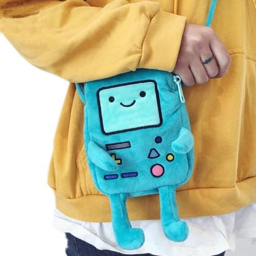 Ins hot Finn & Jake Figure Crossbody bag Swag Rap Plush coin bag Phone Bag anime advanture robert BMO Bag bag toys for Children