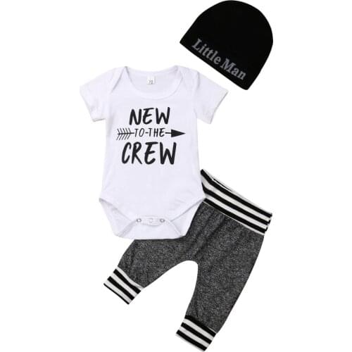 2020 Summer Autumn Infant Newborn Baby Boy Short /long Sleeve Romper+Pants Outfit Clothes Bodysuit Playsuit
