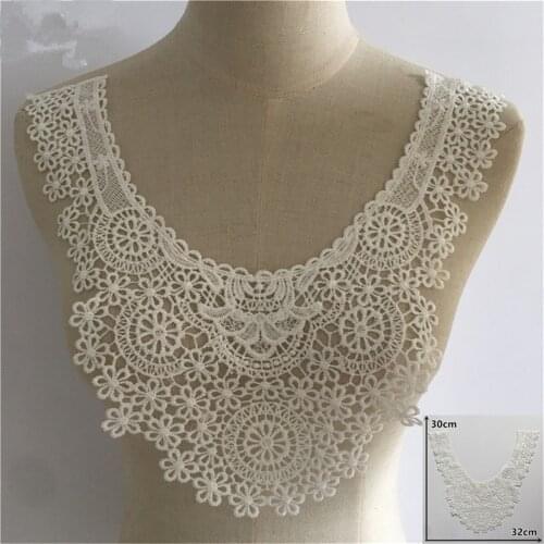 Lace Embroidered Neckline Floral Neck Collar Sewing Flower Applique Patch DIY