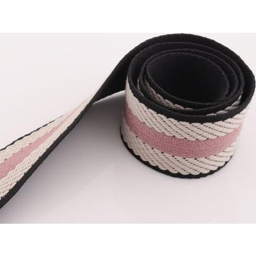 Webbing Ribbon Belt Strap Black&Pink 38mm Fabric webbing ribbon Collar strap Nylon Stripe Ribbon Tote Strap Handbag ribbon Strap