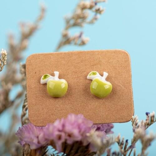 Forest Element 3D Simulation Small Fruit Ceramic Earrings Exquisite Porcelain Accessories Wholesale #LY216
