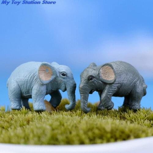 Hot Sale 2PCS Mini Cute House Terrarium Decor Ornament Toyselephant Animal Miniature Fairy Garden Decoration Doll