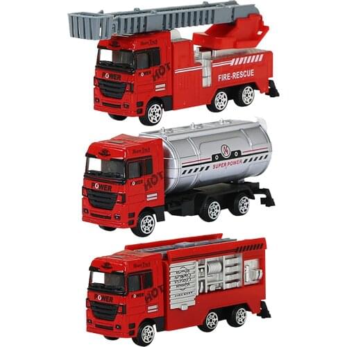 Simulation Sliding Alloy Car Fire Truck Engineering Vehicle Model Urban Garbage Management Truck Recycled Truck Toys for Kids