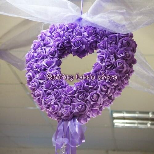 New Arrival!! (1pc/lot) Pretty Artificial Foam Rose Flower W/Diamante Heart Shaped Wreath *Free Shipping