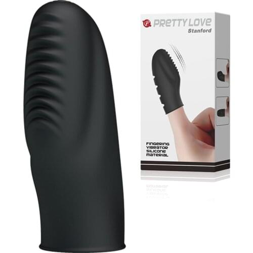 Prettylove Single Speed Silicone Finger Ring Vibrator Waterproof Clit Stimulator G-spot Finger Vibrators Sex Bullet for Couple