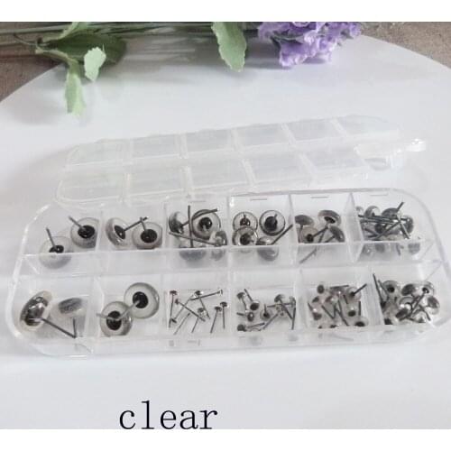 70pcs/lot clear 3/4/5/6/7/8/9/10/11/12mm mix size glass pin toy eyes for diy doll findings
