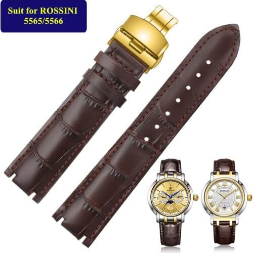 Watch Band Genuine Leather Straps 16mm 20mm for ROSSINI Watch 5565 5566 Accessories High Quality Brown Black Color Watchbands