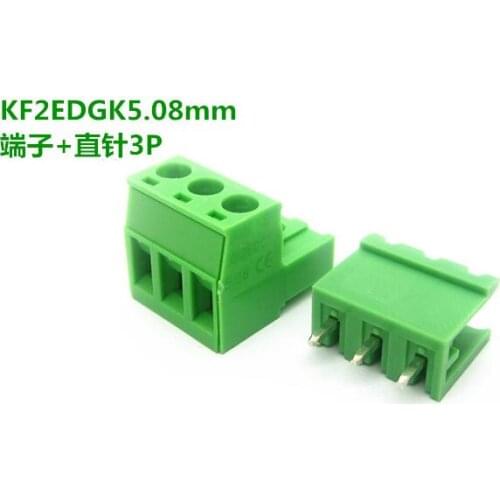 Free shipping 10 sets ht5.08 3pin Terminal plug type 300V 10A 5.08mm pitch connector pcb screw terminal block