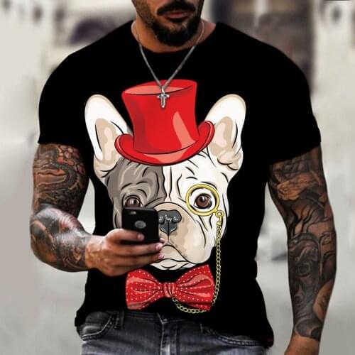 Super cute boys and girls 3D printing short T handsome fashion boy T puppy pattern short sleeve handsome male T-shirt female top