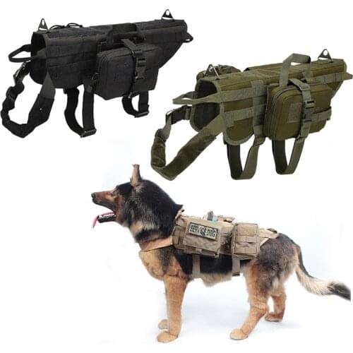 Tactical Service Dog Vest Outdoor Military Police Dog Clothes Harness Training Hunting Molle Dog Vests with Pouches