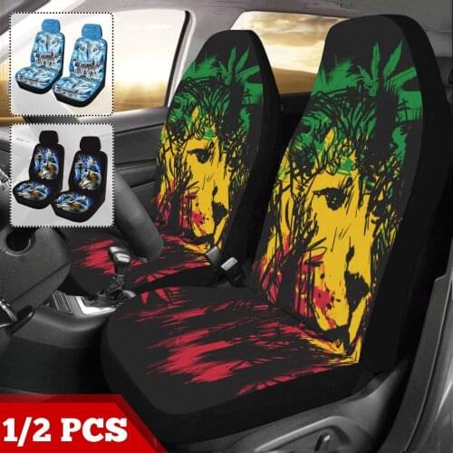 1/2pcs Car Front Seat Cover 3D Wolves/Lion Print Styling Mesh Sponge Cover Universal Seat Cover for Truck/Van for Toyota for VW
