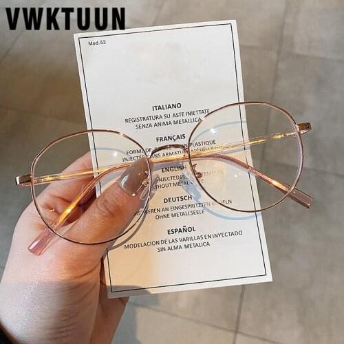 VWKTUUN Anti Blue Light Ray Glasses Women Round Glasses Frames Womens Optical Glasses Prescription Metal Eye Glasses Frames