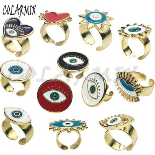 8 Pcs Enamel Eyes shape Jewelry rings jewelry gift for lady simple style jewelry rings Wholesale jewelry rings 5922
