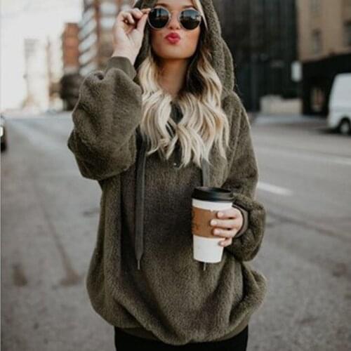 Fleece Oversized Hoodies Womens Long Sleeve T-shirts Pullover Autumn Winter Warm Pocket Sweatshirt Lady Plus Size 5XL Clothes