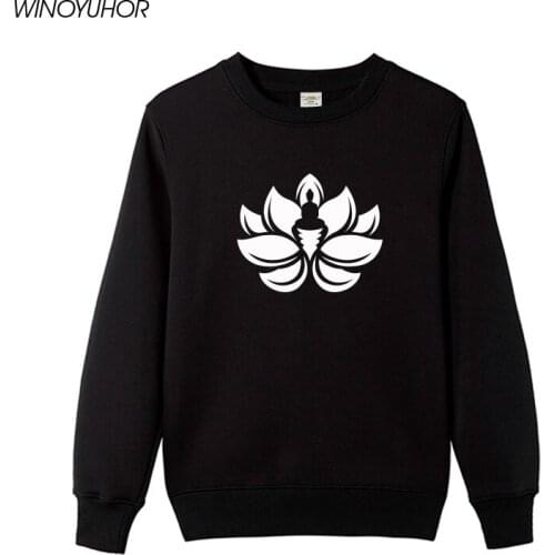 Lotus Buddhist Meditation Print Women Sweatshirts Casual Hoodies For Lady Girl Top Winter Fashion Long Sleeve Fleece Pullovers