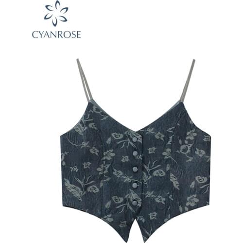 New Sexy Women Crop Top For Women 2021 Summer Vintage Print V Neck Backless Sleeveless Vest Irregular Design stylish Female Tops