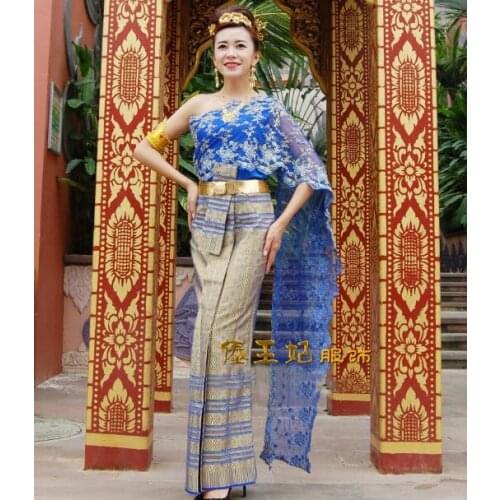 Thailand traditional clothing Women Wedding dress Thai dress Women Summer Water-Splashing Festival