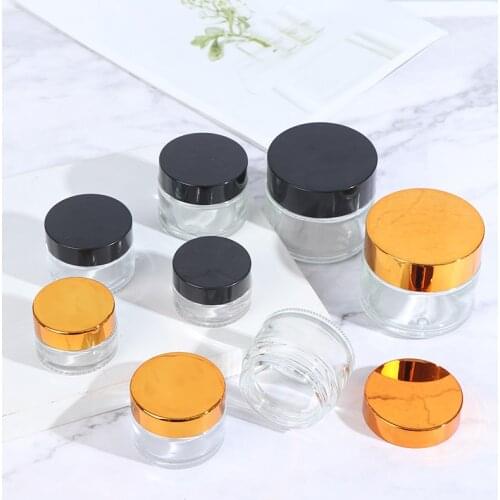 1Pc 5g/10g/15g/20g/30g/50g Empty Transparent Glass Jar Containers Cosmetic Cream Lotion Powder Bottles Pots Travel Ointment Box
