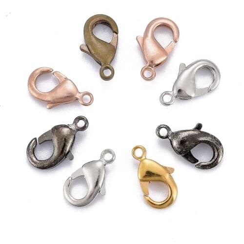 200pcs 10X5X3mm Brass Metal Lobster Claw Clasps for Jewelry Making DIY Findings, Nickel Free, Antique Bronze, hole: 1mm