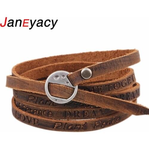 2019 Fashion Brown Leather Bracelet Pulseira Leisure Retro Multi-Layer Bracelet Ladies Men Charm Style Bracelet Summer Gift