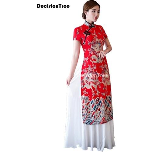 2021 folk style vietnam robes chiffon aodai improved dress elegant party dress traditional asian dress ao dai oriental dress