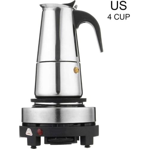 4/6Cup Coffee Maker Pot Espresso Latte Percolator Electric Stove Home Office Kitchen Supplies