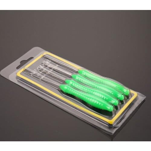 4Pcs Fishing Rigs Needle Anti-Slip Handle Kit Bait Needle Set Fishing Hook Drill Stringer Baiting Rig Tool Carp Fishing Accory