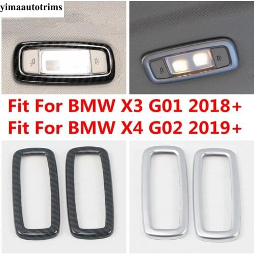 ABS Matte Carbon Fiber Accesories For BMW X3 G01 2018 - 2021 X4 G02 2019 - 2021 Rear Reading Lamp Roof Light Frame Cover Trim
