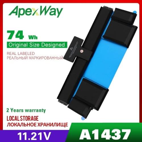 Apexway A1437 Laptop Battery for Apple MacBook Pro 13" A1425 2012 2013 Retina 13.3" Retina A1425 Mid-2012 74Wh 11.21V