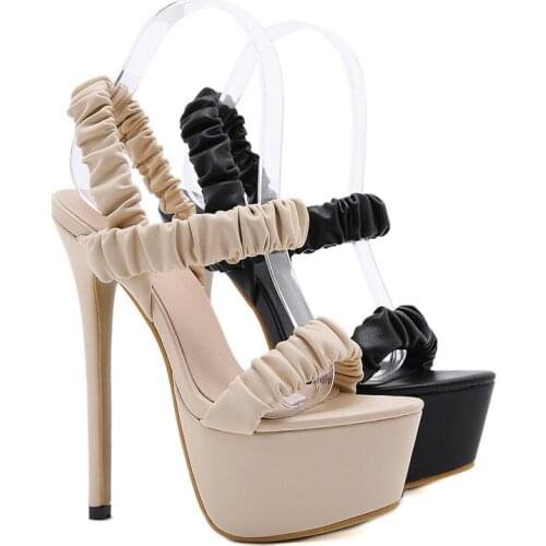 17cm Heel Sandal Women Black High Heels Summer Shoes Fashion Stripper Heels Ladies Platform Gladiator Sandals Sandalia Mujer