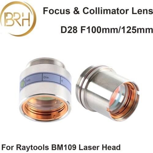 BRH High Quality Fiber Laser Focusing/Collimating Lens D28 F100 125mm for Raytools BM109 Auto Focus Fiber Laser Cutting Head