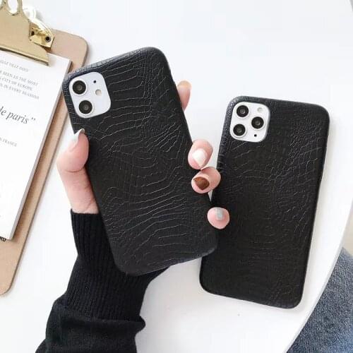 Luxury Crocodile Snake Skin Phone Case for iPhone 12 11 12 pro 7 8 Plus PU Leather Soft Cover For iPhone X XS MAX XR black Coque