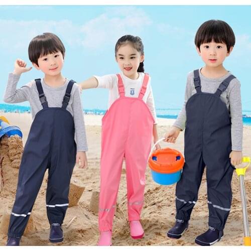 Toddler Kids Boys Girls Rainwear Overalls Rain Dungarees Windproof Waterproof Mud Jumpsuit Clothes Children Fashion Rain Wear