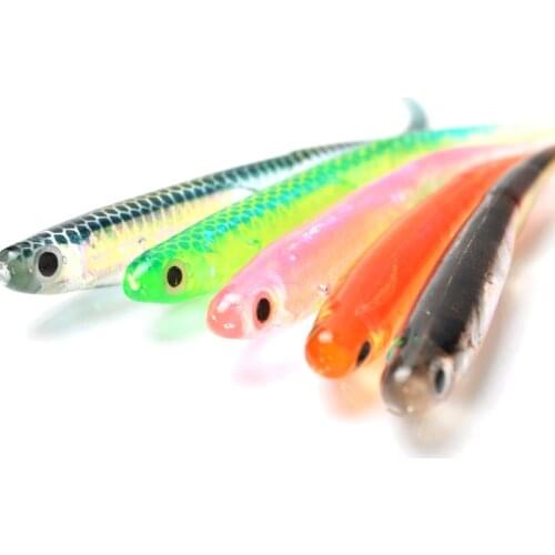 TOMA 10Pcs/Pack Artificial Soft Fishing Lures Baits T Tail 3D Eyes Groove Vivid Fish Baits Accessories Bass Fishing bait