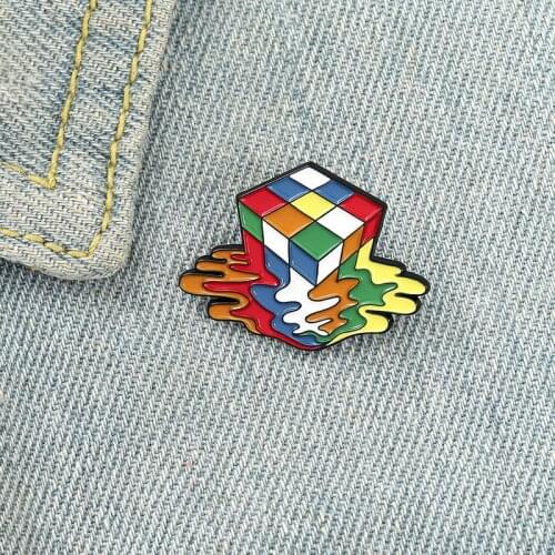Colorful Cube Enamel Pin Toy Brooch Bag Clothes Lapel Pin Badge Cartoon Jewelry Gift for Kids Friends