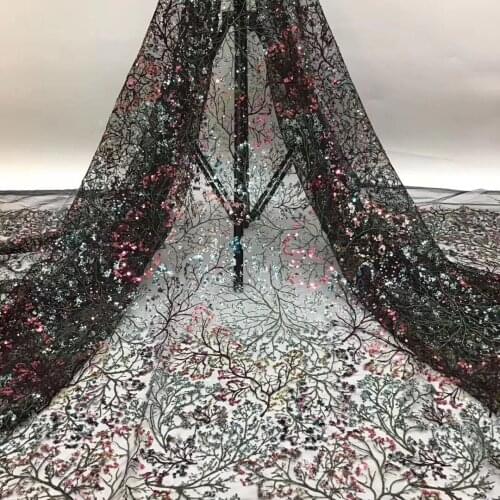 2021 High Quality Nigerian Lace Fabric African Sequined Lace Fabric Bridal Tulle Lace Fabric Wedding Banquet Dress D38471