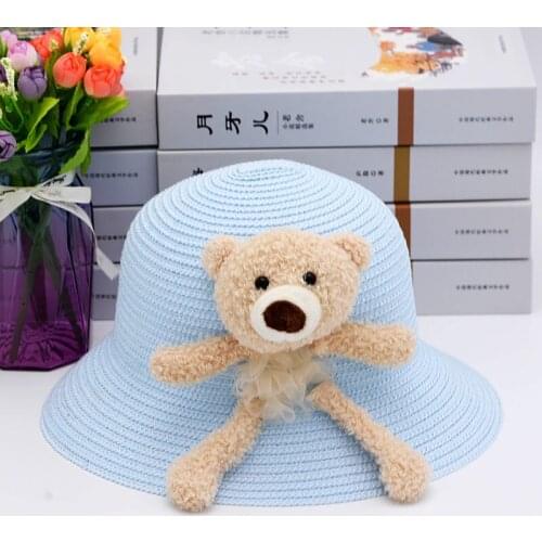 Summer Baby Bear Breathable Hat Straw Hat for Kids 2-8Y Boy Girls Sun Visor UV Protection Panama Hat Versatile Sunscreen Hat 102