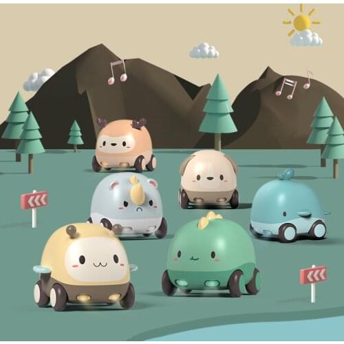 Cute Mini Diecast Car Alloy Pull Back Vehicles Model Toy Cartoon Animal Music Light Car Toys Alloy Car For Kids Gift