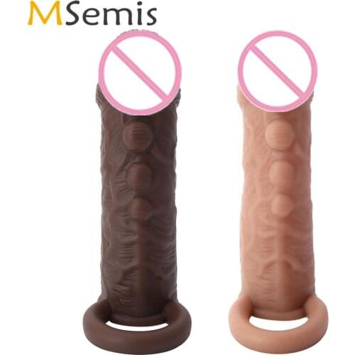 Mens Thick Penis Enlargement Sleeve Silicone Extender Dildo Condoms Delay Ejaculation Semen Lock Cock Cover Sex Chastity Device