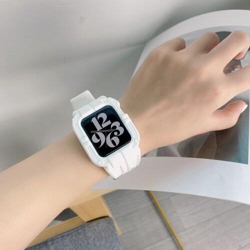 Soft Rubber Wristband Case for Apple Watch 40mm 44mm Band 38mm 42mm Protective Cover for iWatch Series 5 4 3 2 1 6SE Protector