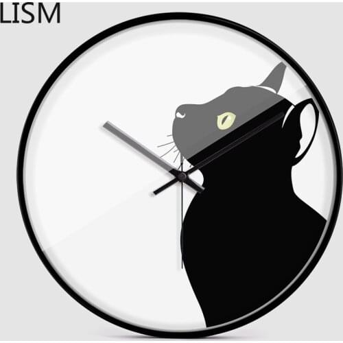 Wall Clock Cute Colorful Cat Creative Art Round Wall Clock Quartz Silent Modern Design Nordic Simple and Modern Personalitysaat