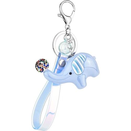 New Fashion Women Men Lucky Ceramic Elephant Pendant Keychain Religion Chain Key Ring Keyring Jewelry Wholesale EH025